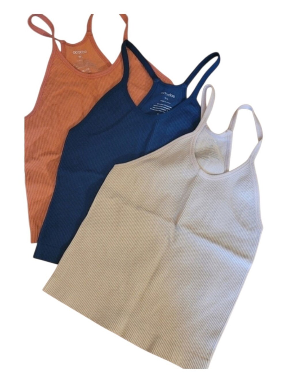 🥳5/$25!🥳 BNWOT Women Ribbed Camisole Tank - Blue, Peach, Cream (3-Pack)